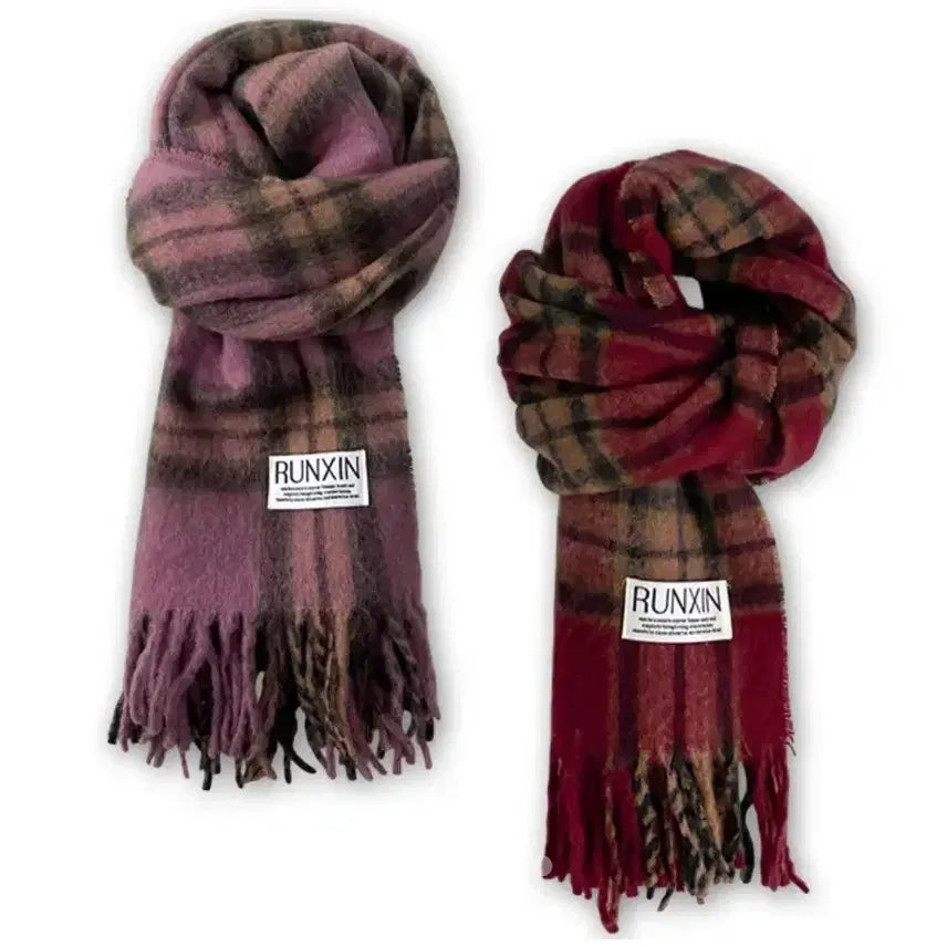 [BUNJANG] Check Stripe Scarf Red / 체크 스트라이프 목도리 레드