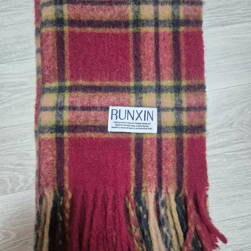 [BUNJANG] Check Stripe Scarf Red / 체크 스트라이프 목도리 레드