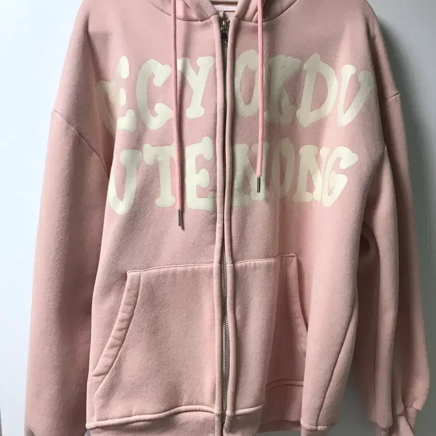 [BUNJANG] Pink Hoodie / 핑크 기모 후드집업