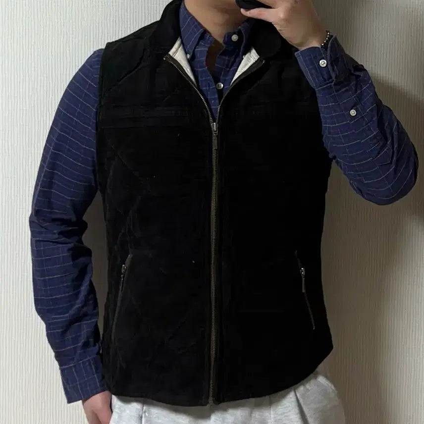 [BUNJANG] Eddie Bauer Corduroy Quilted Vest / 정품 에디바우어 코듀로이 퀼팅 조끼 집업 베스트