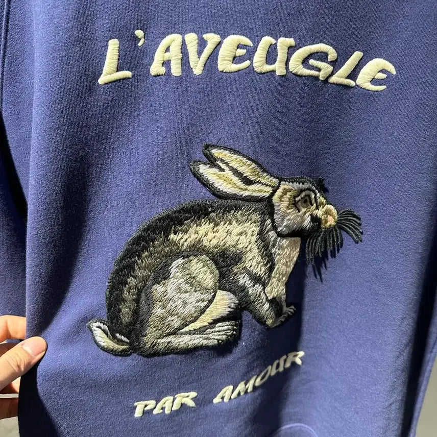 [BUNJANG] Gucci Rabbit Embroidered Raglan Sweatshirt - Size L / 구찌 토끼자수 레글런 맨투맨 L