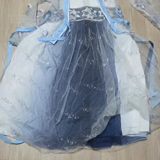 [BUNJANG] Blue Gradient Chiffon Hanfu Set / 블루 그라데이션 쉬폰 한푸 세트
