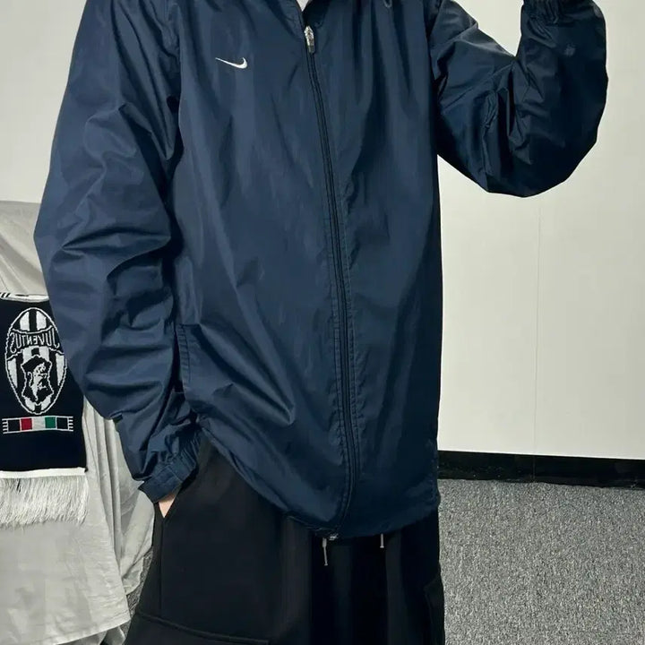[BUNJANG] Nike Old School Navy Windbreaker Jacket / 나이키 올드스쿨 네이비 바람막이 자켓