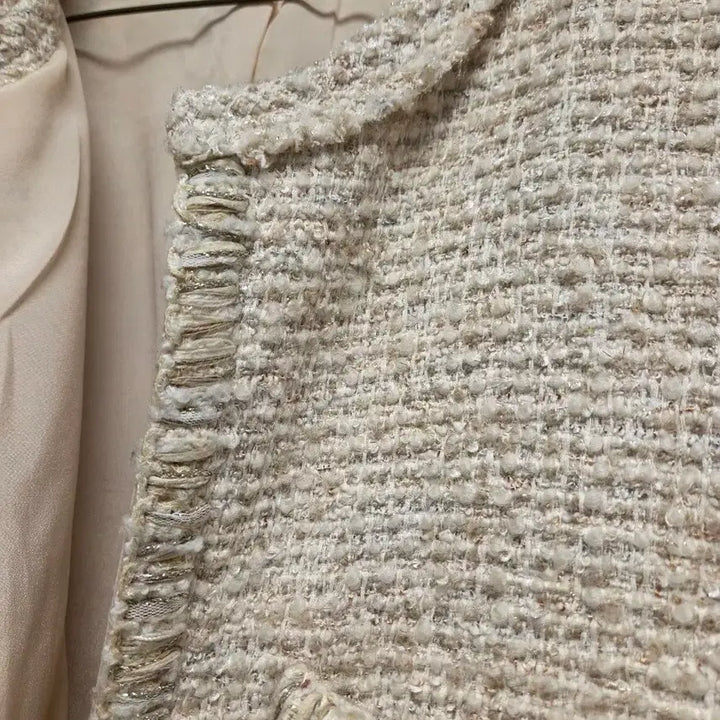 [BUNJANG] SYSTEM Beige Tweed Long Jacket / 한섬 SYSTEM 시스템 베이지 트위드 롱 자켓