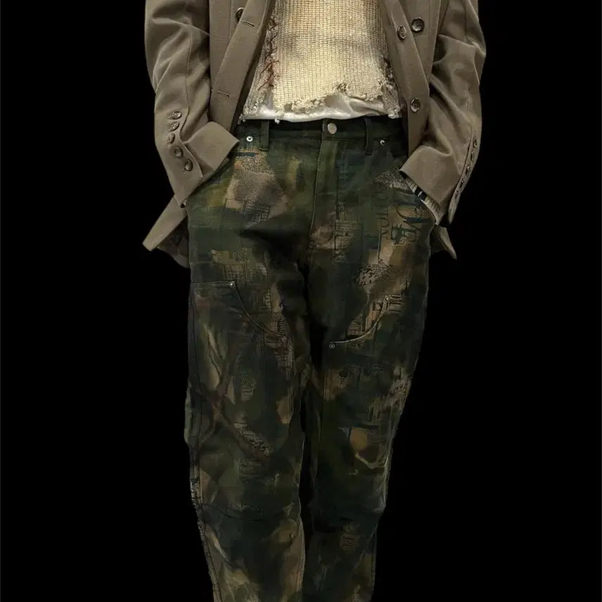 [BUNJANG] OS Vintage Archive Resistance Camouflage Carpenter Pants / [OS] 빈티지 아카이브 레지스탕스 카모플라쥬 카펜터 팬츠