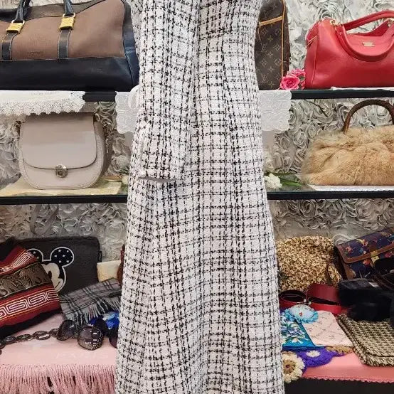 [BUNJANG] Unbranded Tweed Long Dress / 면 혼방 트위드 롱원피스 (55)