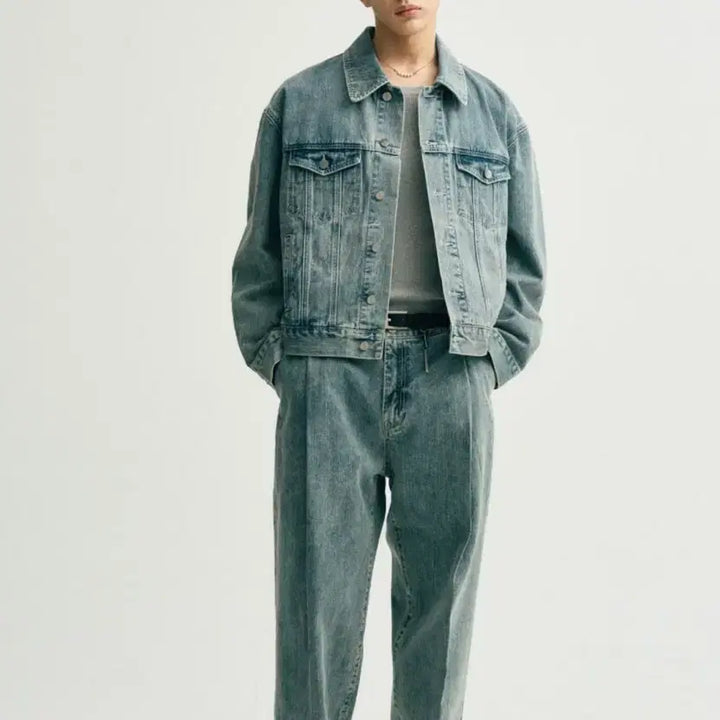 [BUNJANG] NOIR Oversized Crop Denim Jacket (Blue) / (0회착용,선착순 판매)노이어- 오버핏 크롭 데님 자켓 (블루)