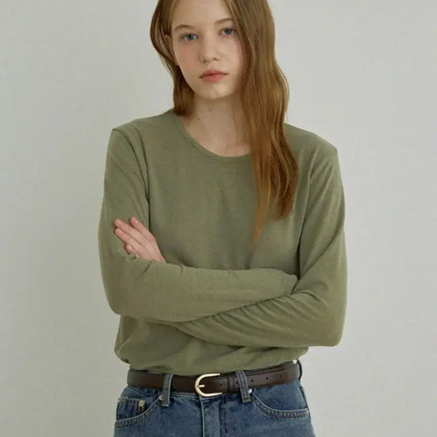 [BUNJANG] AS IF Olive Green Round Neck T-Shirt / AS IF 올리브 그린 라운드넥 티셔츠 !!새상품!!
