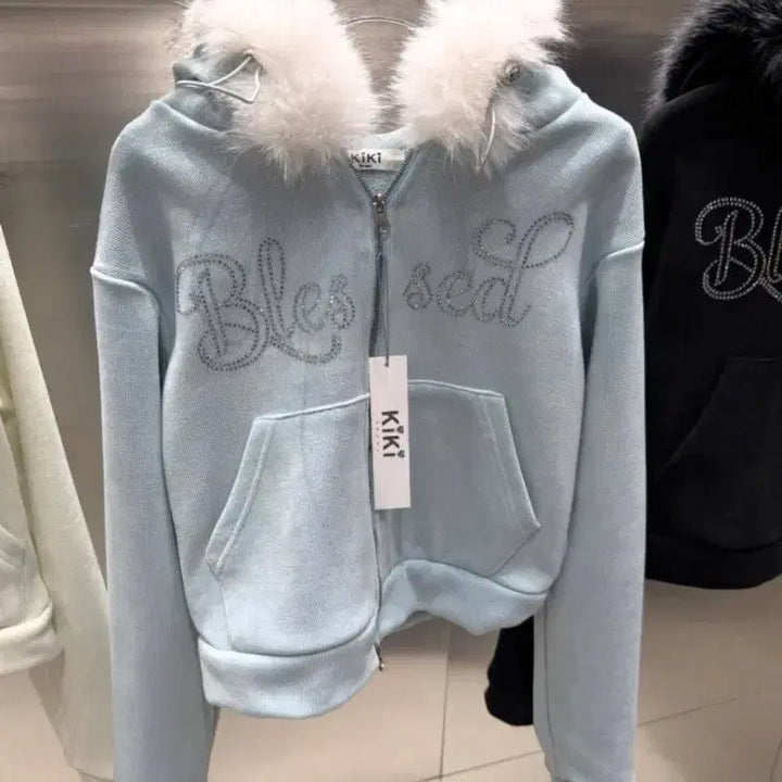 [BUNJANG] Hooded Crop Zip-up & Wide Pants Set / 키키 후드퍼 크롭집업 와이드팬츠(새상품)