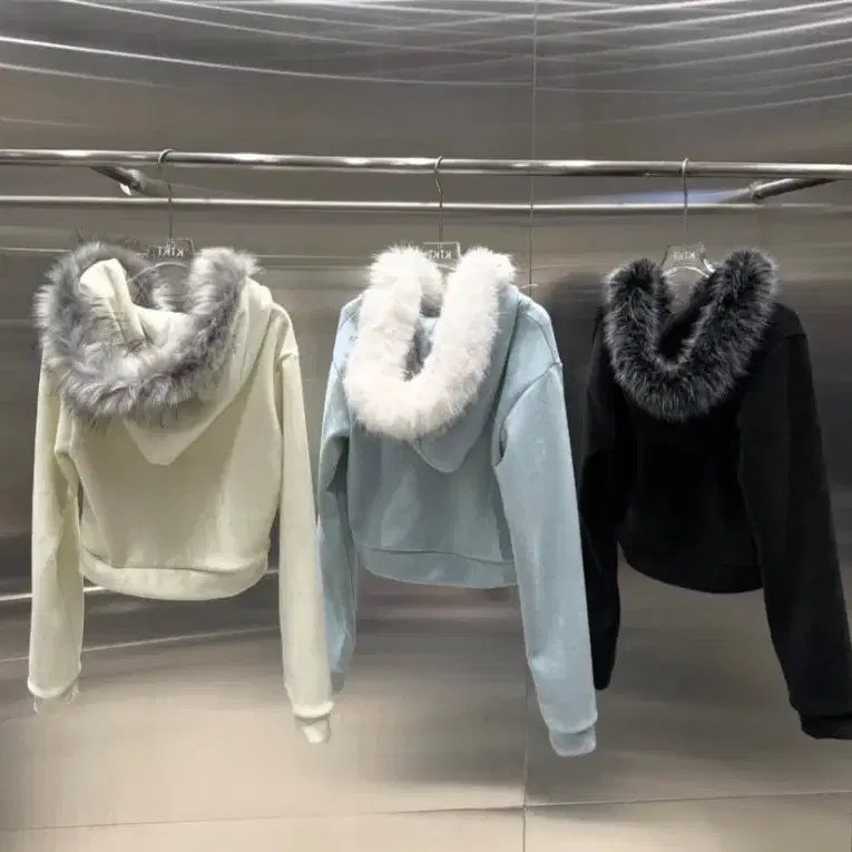 [BUNJANG] Hooded Crop Zip-up & Wide Pants Set / 키키 후드퍼 크롭집업 와이드팬츠(새상품)