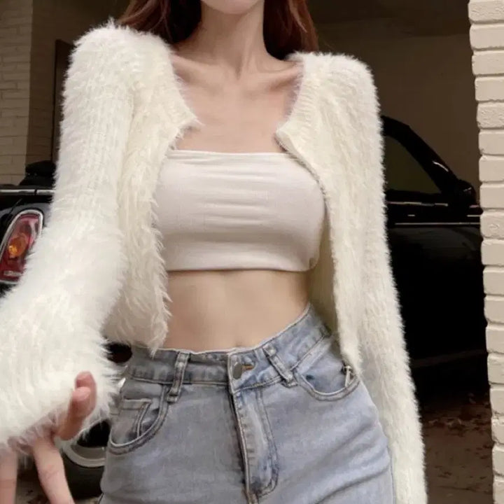 [BUNJANG] Soft Fur Knit Cardigan / 부드러운 퍼 니트 가디건