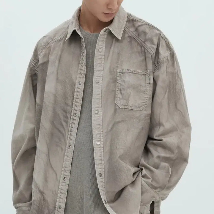 [BUNJANG] Juun.J Painted Denim Shirt Beige / [46] 준지 25fW 페인티드 데님 셔츠 베이지