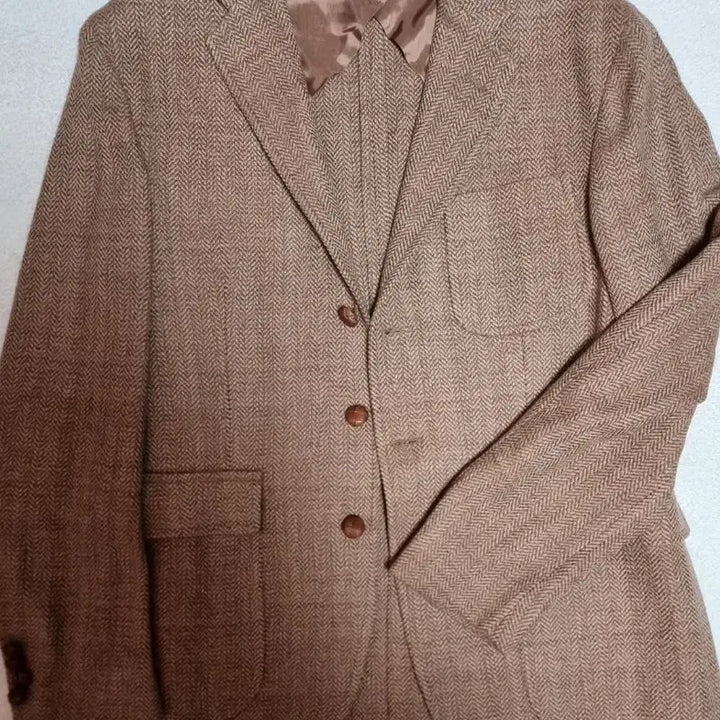 [BUNJANG] Polo Ralph Lauren Herringbone Blazer / 폴로 랄프로렌 레더버튼 헤링본 블레이저