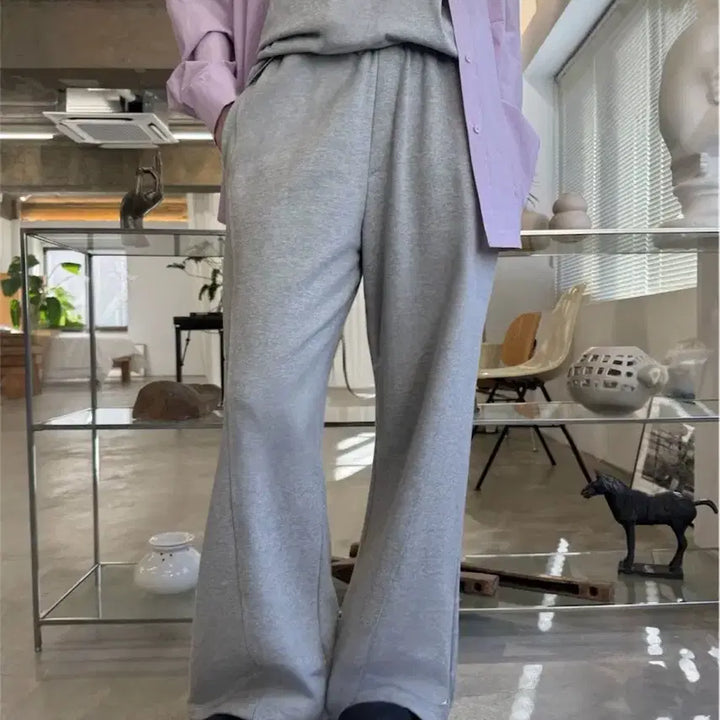 [BUNJANG] Semi Bootcut Jersey Banded Pants - Gray / 교신안함)세미부츠컷 쭈리 밴딩 팬츠-그레이