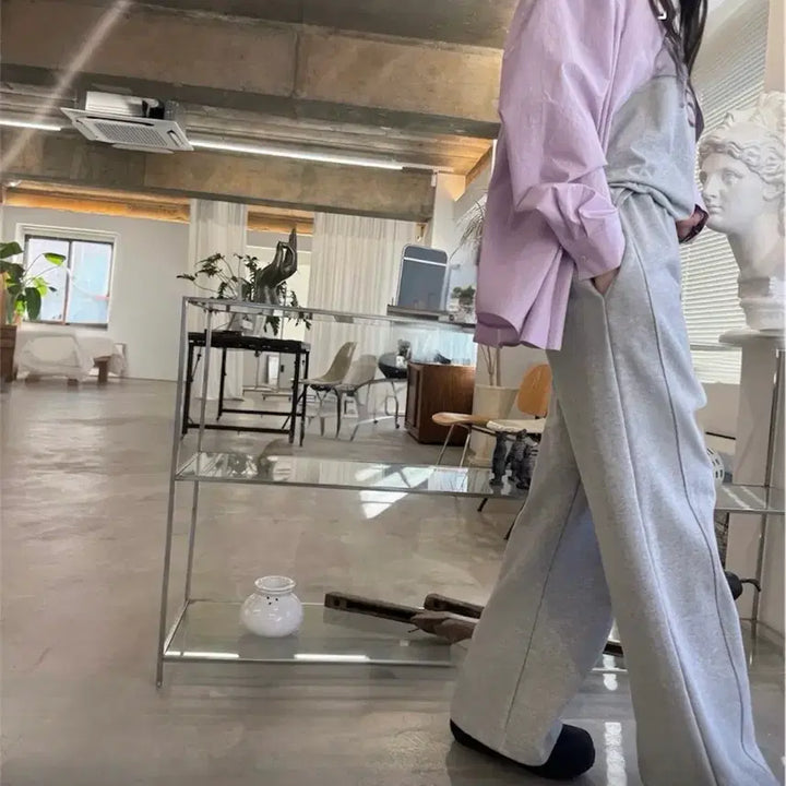 [BUNJANG] Semi Bootcut Jersey Banded Pants - Gray / 교신안함)세미부츠컷 쭈리 밴딩 팬츠-그레이