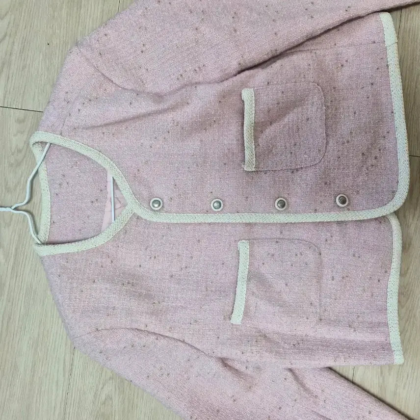 [BUNJANG] Pink Tweed Jacket / 핑크 트위드 자켓 프리사이즈