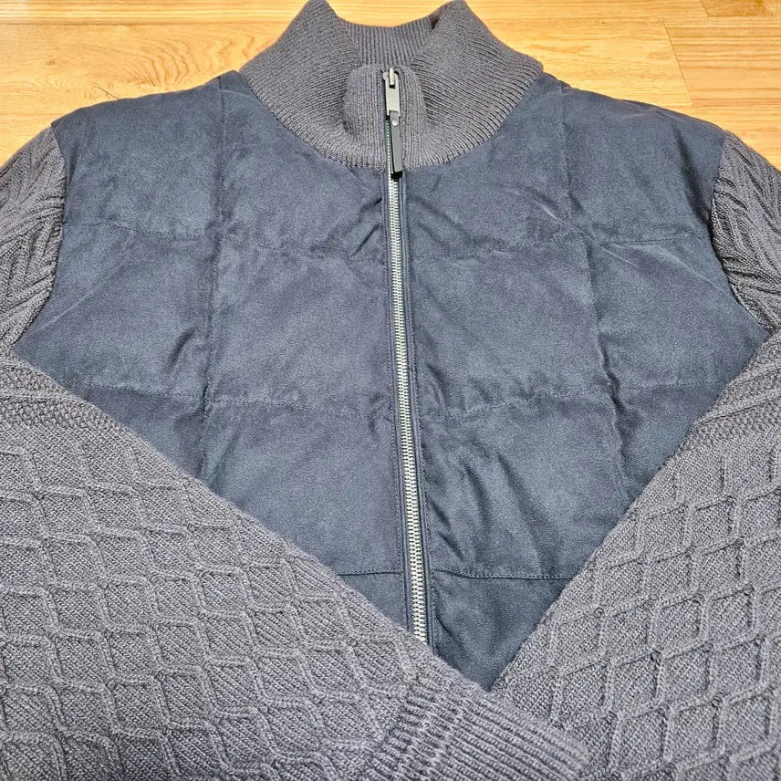 [BUNJANG] Fahrenheit Knit Suede Down Jacket Dark Navy 110 / 파렌하이트 니트 스웨이드 다운 점퍼 다크 네이비 110