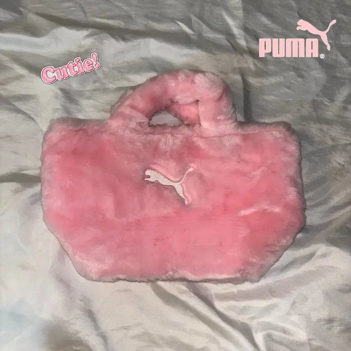 [BUNJANG] Puma Vintage Pink Fur Tote Bag / 빈티지 푸마 퍼 핑크 토트백