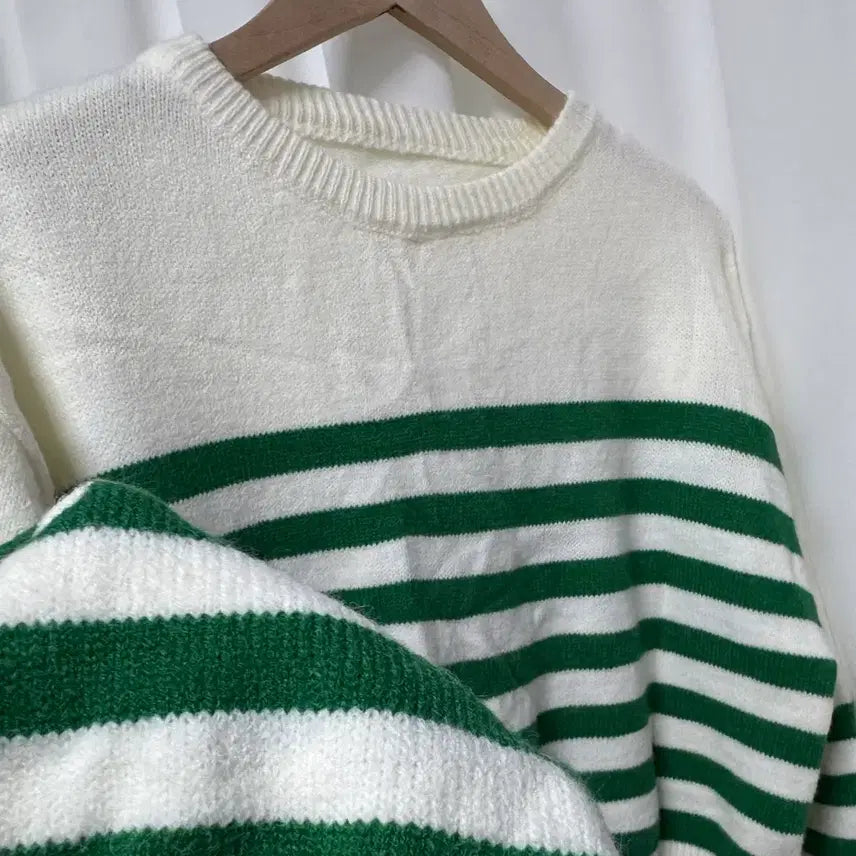 [BUNJANG] Green Stripe Knit Top / [새상품] 그린 스트라이프 니트
