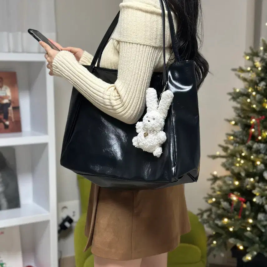 [BUNJANG] Tote Bag - Black / 빅사이즈 가죽 토트백 블랙