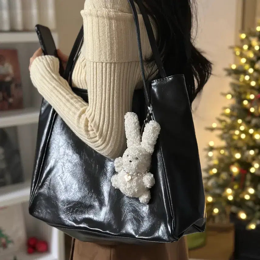 [BUNJANG] Tote Bag - Black / 빅사이즈 가죽 토트백 블랙