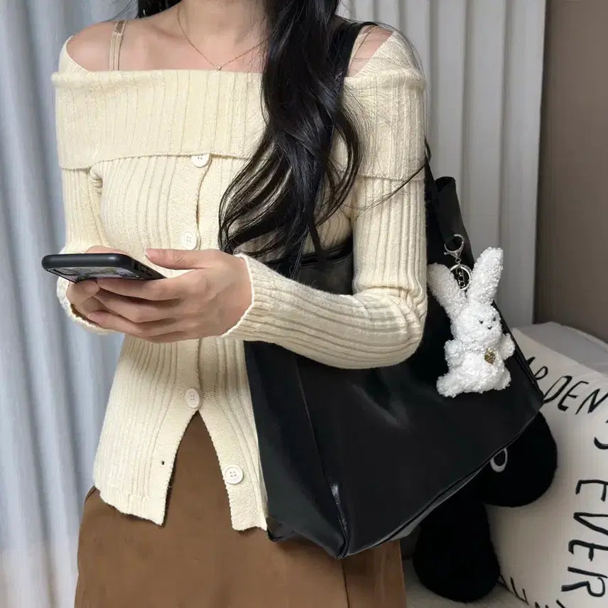 [BUNJANG] Tote Bag - Black / 빅사이즈 가죽 토트백 블랙