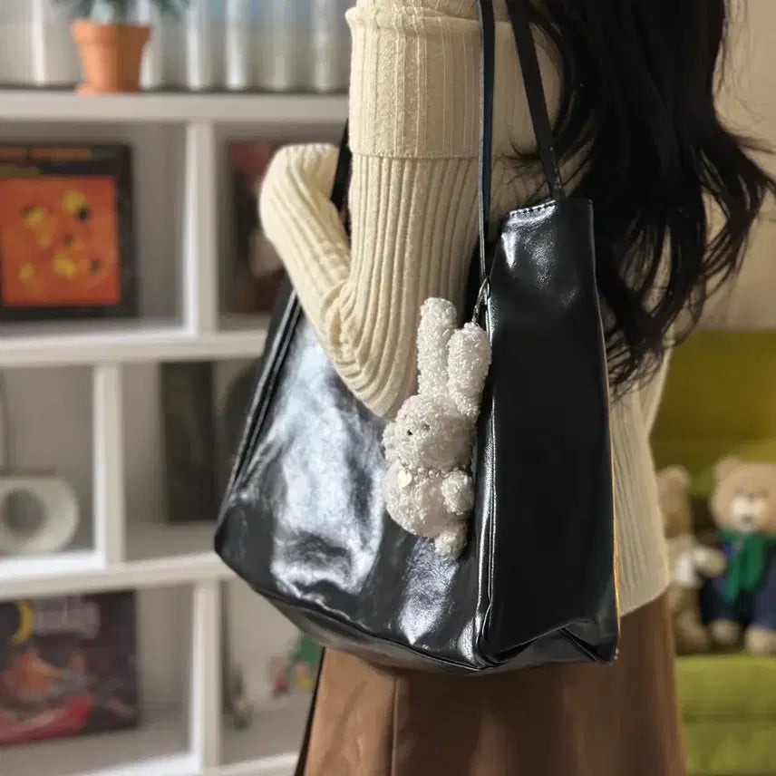 [BUNJANG] Tote Bag - Black / 빅사이즈 가죽 토트백 블랙