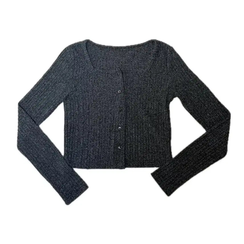 [BUNJANG] Knit Muffler Cardigan / 골지 니트 머플러 가디건