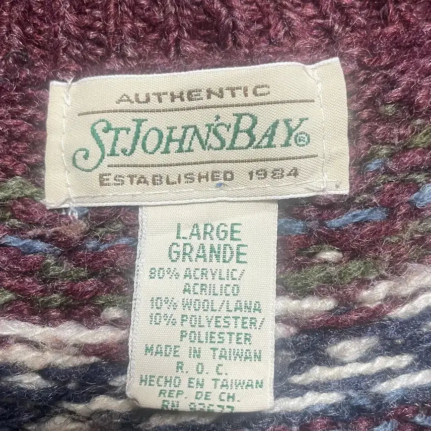 [BUNJANG] St. John's Bay Fair Isle Wool Knit Sweater / USA 90s 미국 빈티지 세인트 존스 베이 페어아일 울 니트 스웨터 L