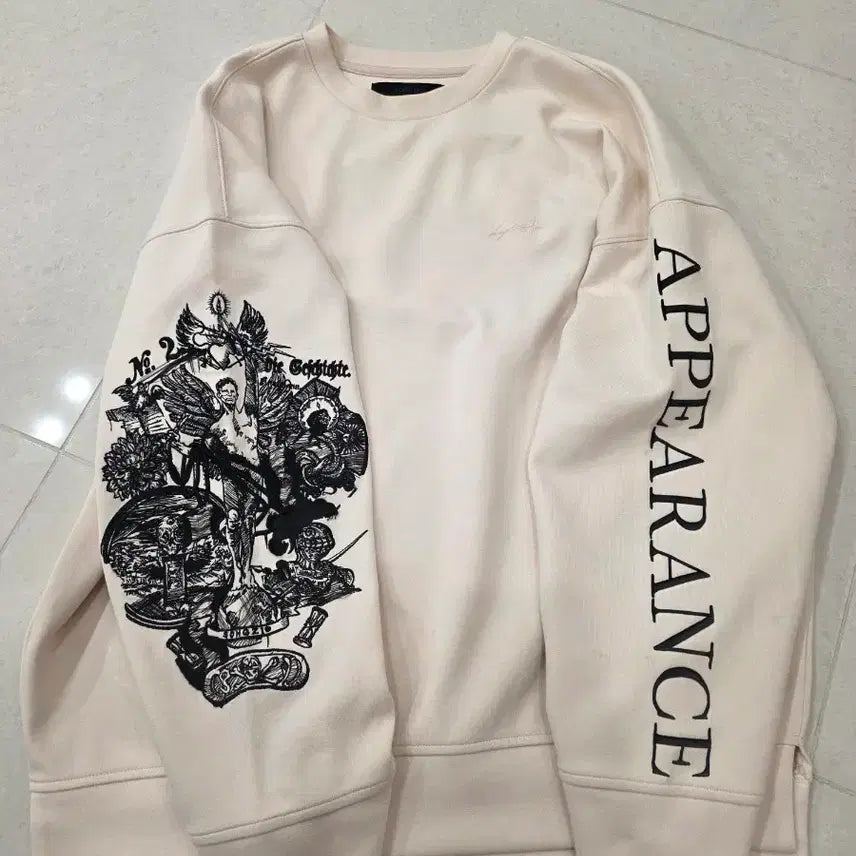 [BUNJANG] Songzio Homme Appearance Ivory Embroidered Sweatshirt / [95] 송지오옴므 APPEARANCE 맨투맨 티셔츠 아이보리
