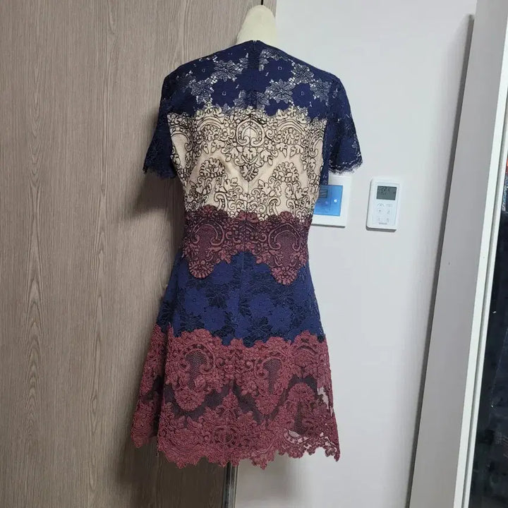 [BUNJANG] Sandro Lace Panel Short Sleeve Dress / 산드로 레이스 배색 반팔 원피스