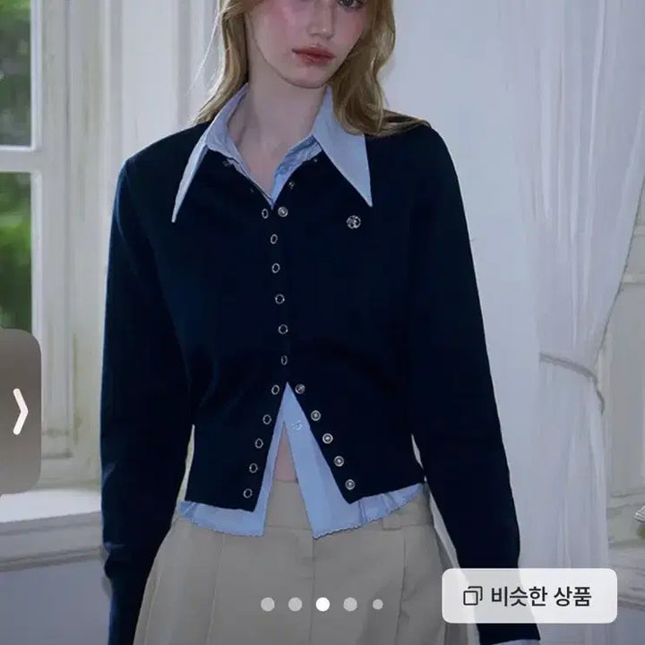 [BUNJANG] Rose Frantz Eyelet Round Cardigan Navy / 새상품급처!로제프란츠 아일렛 라운드 가디건 네이비