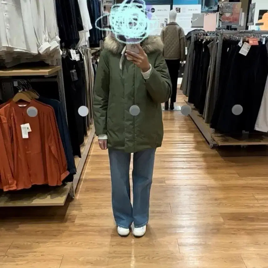 [BUNJANG] Uniqlo Hybrid Down Coat Olive Green S / 유니클로 하이브리드 다운코트 S 올리브