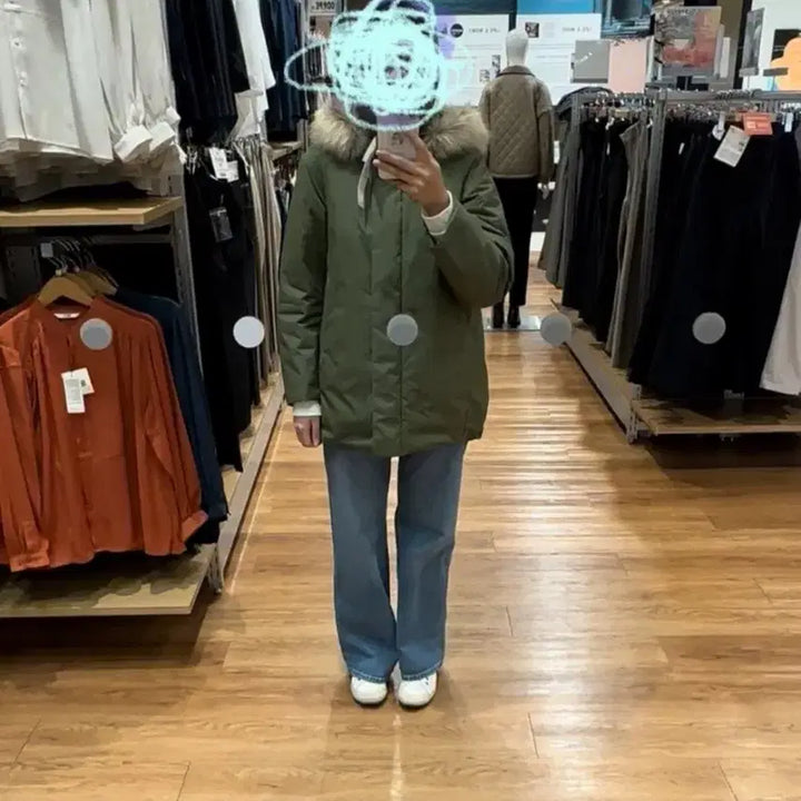 [BUNJANG] Uniqlo Hybrid Down Coat Olive Green S / 유니클로 하이브리드 다운코트 S 올리브