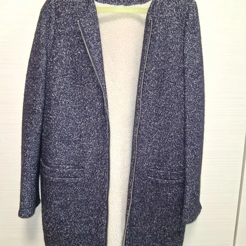 [BUNJANG] Women's Navy Wool Coat 66 / 여성 양털 코트 66