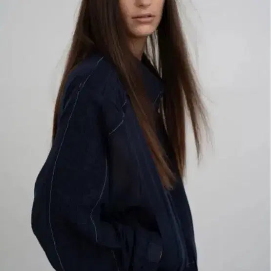 [BUNJANG] Matinkim Rough Bomber Jacket Navy / 마뗑킴 러프 봄버 자켓 네이비