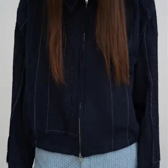 [BUNJANG] Matinkim Rough Bomber Jacket Navy / 마뗑킴 러프 봄버 자켓 네이비