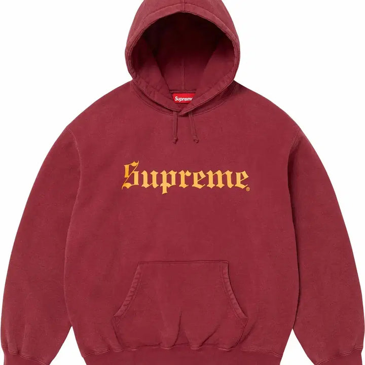 [BUNJANG] Supreme Washed Old English Hoodie Cardinal / 슈프림 워시드 올드 잉글리쉬 후드티 카디널
