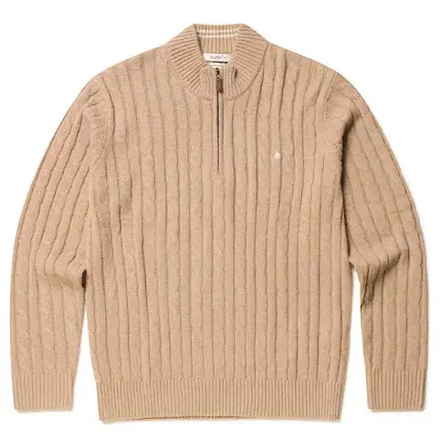 [BUNJANG] OLZEN Cable Knit Half-Zip Beige Sweater / 올젠 하프집업 케이블 니트 베이지 110