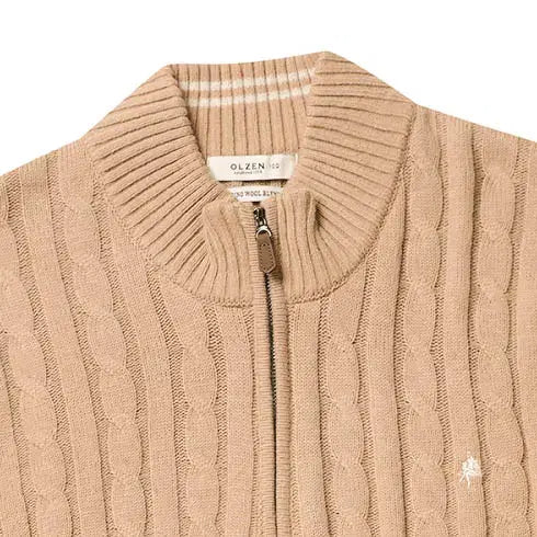 [BUNJANG] OLZEN Cable Knit Half-Zip Beige Sweater / 올젠 하프집업 케이블 니트 베이지 110