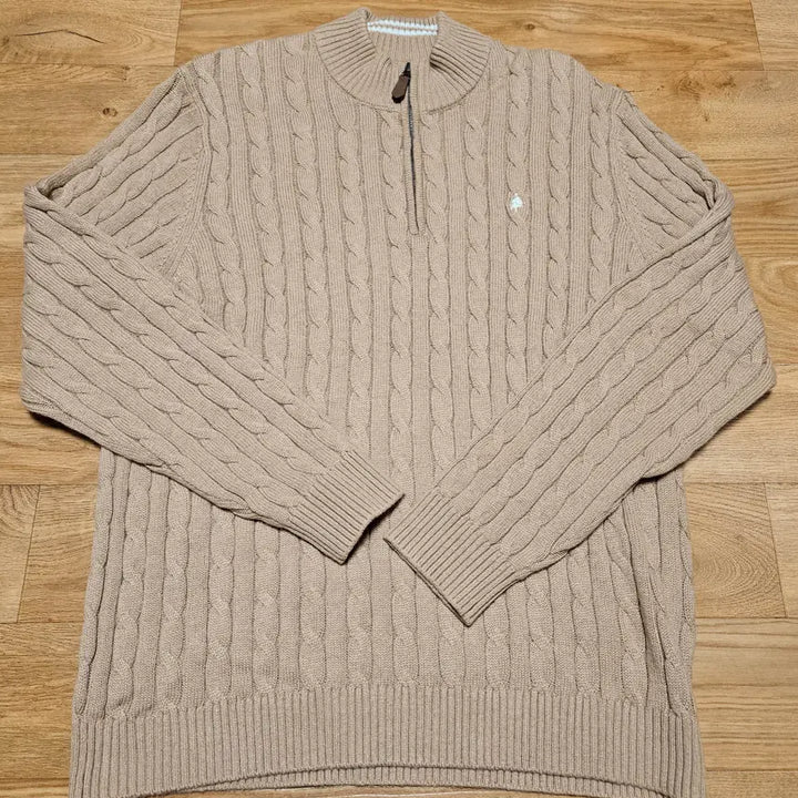 [BUNJANG] OLZEN Cable Knit Half-Zip Beige Sweater / 올젠 하프집업 케이블 니트 베이지 110