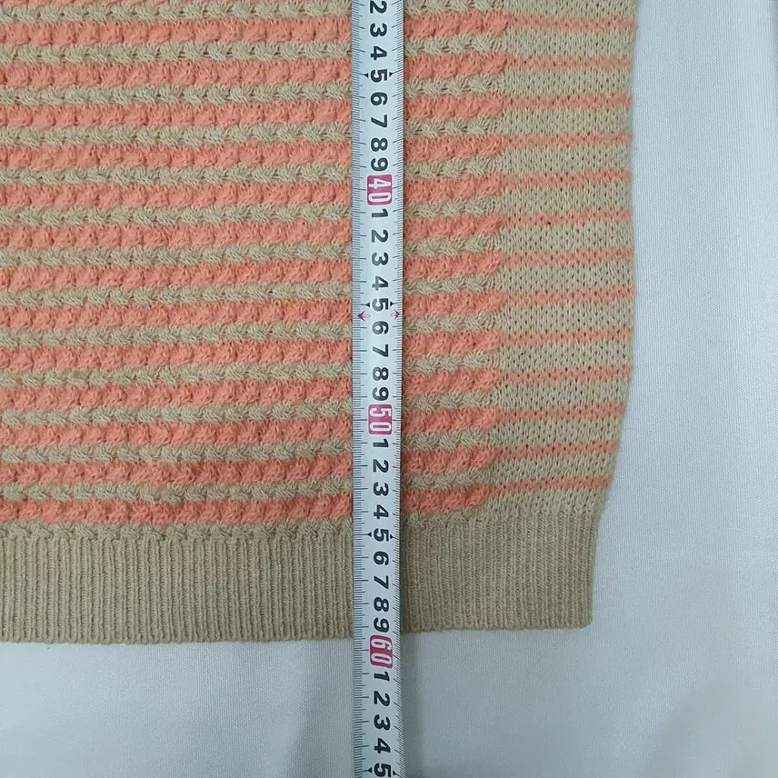[BUNJANG] LeShop Orange Beige Striped Knit Sweater / s0555. 르샵 오렌지 베이지 스트라이프 니트 스웨터