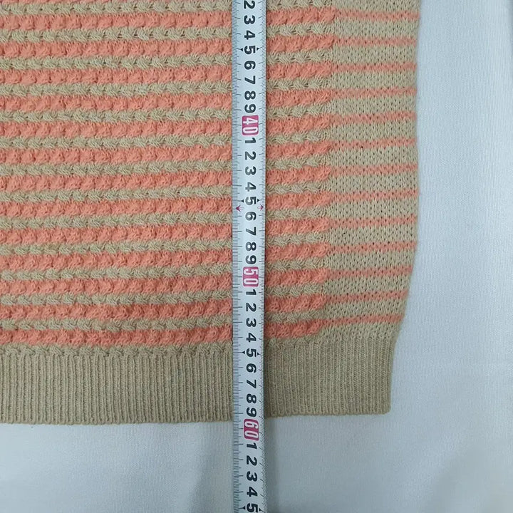 [BUNJANG] LeShop Orange Beige Striped Knit Sweater / s0555. 르샵 오렌지 베이지 스트라이프 니트 스웨터