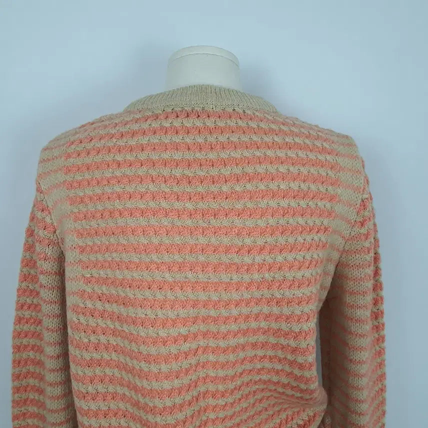 [BUNJANG] LeShop Orange Beige Striped Knit Sweater / s0555. 르샵 오렌지 베이지 스트라이프 니트 스웨터