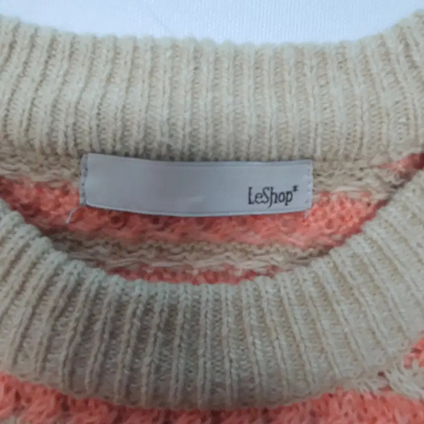 [BUNJANG] LeShop Orange Beige Striped Knit Sweater / s0555. 르샵 오렌지 베이지 스트라이프 니트 스웨터