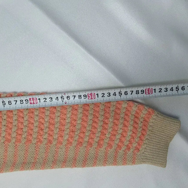 [BUNJANG] LeShop Orange Beige Striped Knit Sweater / s0555. 르샵 오렌지 베이지 스트라이프 니트 스웨터