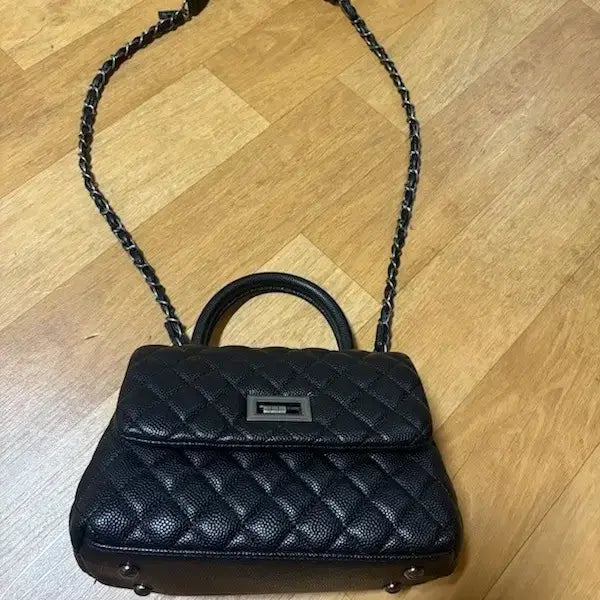 [BUNJANG] Black Quilted Chain Tote/Shoulder Bag / 퀼팅 체인 블랙 토트백 겸 숄더백