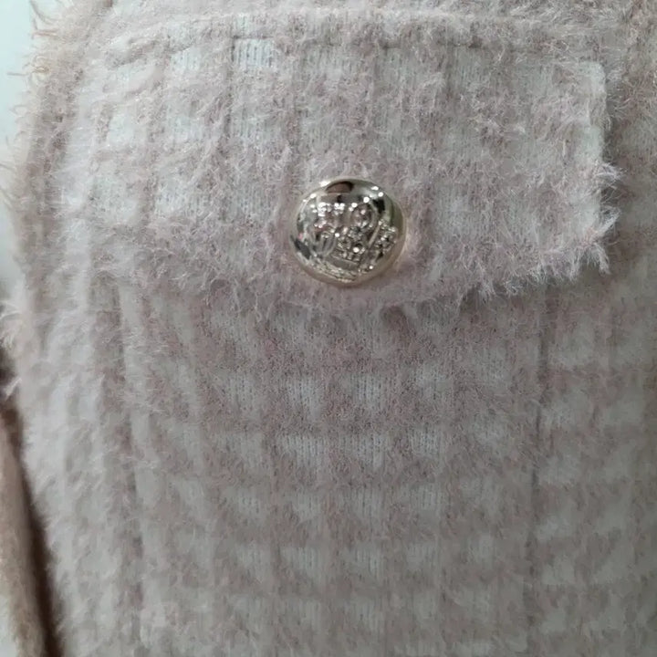 [BUNJANG] Pink Tweed Knit Cardigan Vest / 핑크 트위드 니트 가디건 조끼 / 금장단추 / 55~77