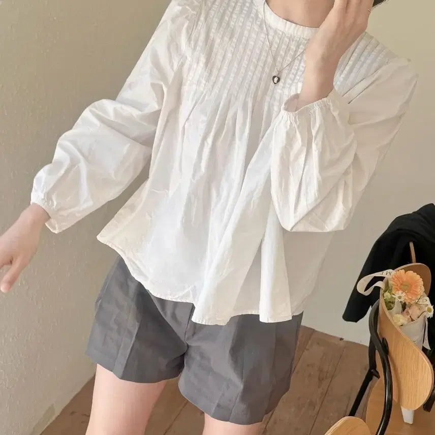 [BUNJANG] Basic Pintuck Blouse / 베이직 핀턱 블라우스