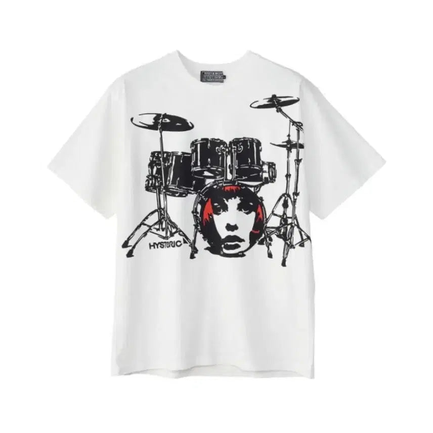 [BUNJANG] Hysteric Glamour Drum Set T-Shirt White S / 히스테릭글래머 드럼 세트 티셔츠 화이트 S
